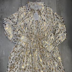 Long Sleeve Maxi Gold Dress Size M